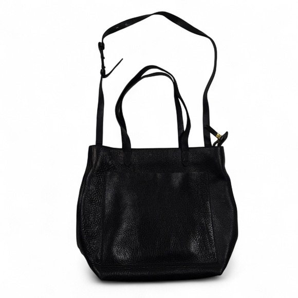 Madewell Leather Transport Tote Bag Black Top Handle Crossbody